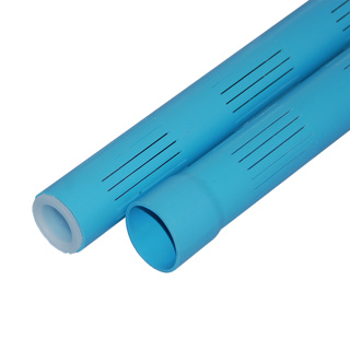 PVC-Pegelrohr für Brunnenfilter 32x1,6 PN16 L=1m perforierung 0,5mm mit Bodenstopf und Klebemuffe