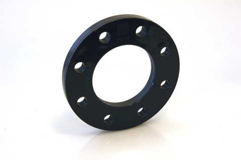 PVC backing flange 16 PN10, bole-hole radius=60. 4 drilled holes Ø14