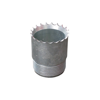 Steel casing shoe 90, notched, for steel-threaded ends