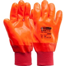 Glove Hi-Vis A450, PVC, double coated, orange. Size: 10