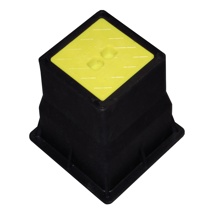 PP Surface box 140x140 stowable, yellow glass fibre lid 'VRM'